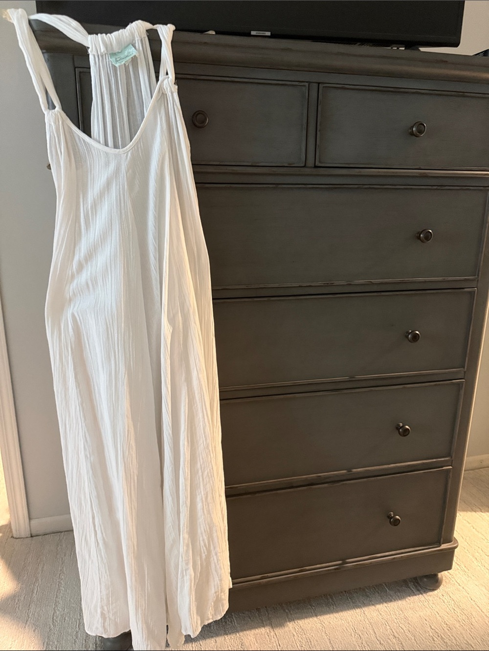 White Flowing Maxi Dress with Tie Straps